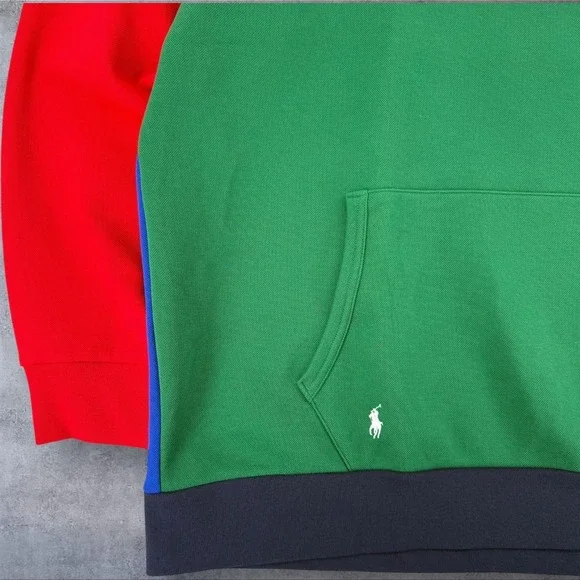 Polo Ralph Lauren Men's‎ Hoodie Colorblock Pullover Double Knit Polo Size 3 XLT - Picture 4 of 14